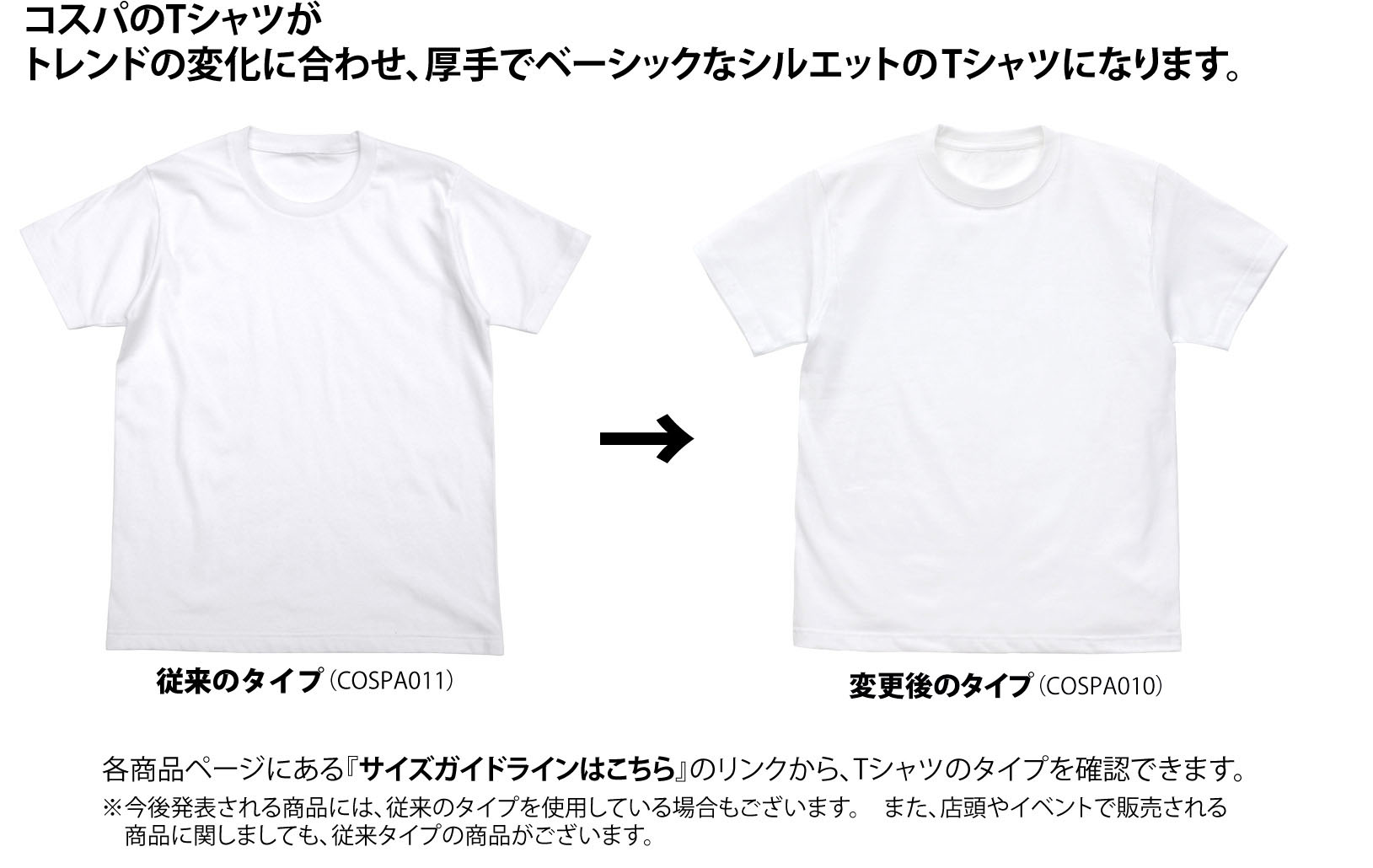 Tシャツボディ変更のお知らせ