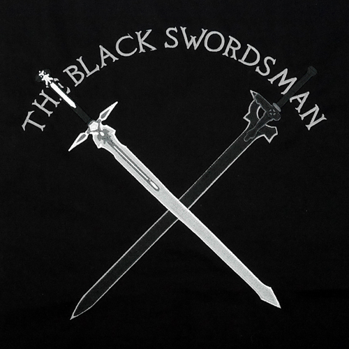 黒の剣士 刺繍ワッペンベースワークシャツ ソードアート オンライン スタイリッシュ 四角かわいいデフォルメキャラクターのグラフィグ