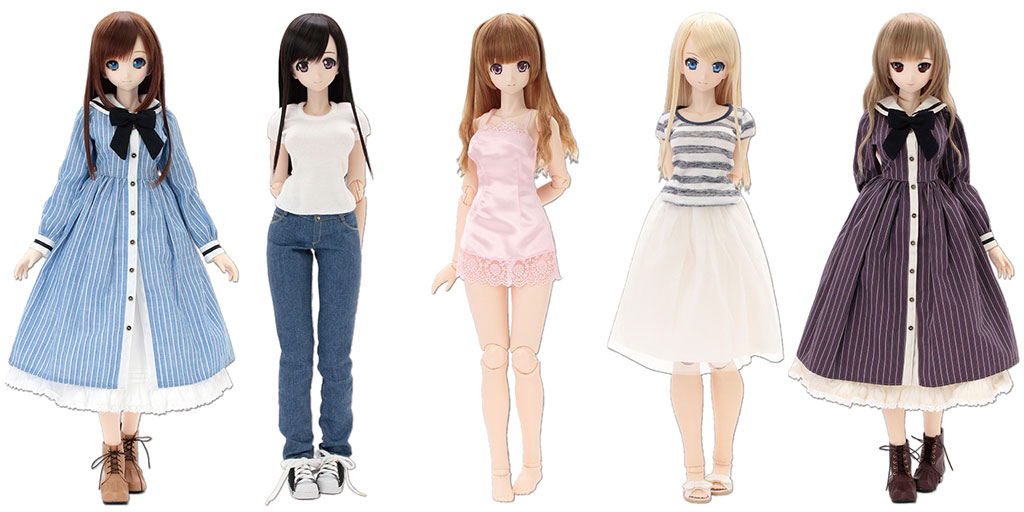 [予約開始]『AZONE』48/50cmドール用ミニコスチュームからセーラーワンピ、スキニーパンツ、ボーダーTシャツ、シンプルTシャツ、スリップドレスが登場！[アゾン]