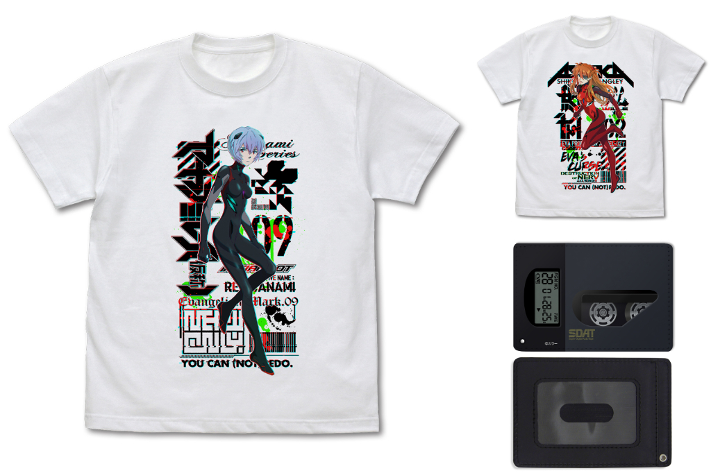 [予約開始]『EVANGELION』「アヤナミレイ（仮称）」「アスカ」のグリッチテイストなフルカラーTシャツ、シンジが愛用するオーディオ機器『SDAT』をイメージしたパスケースが登場！ [コスパ]