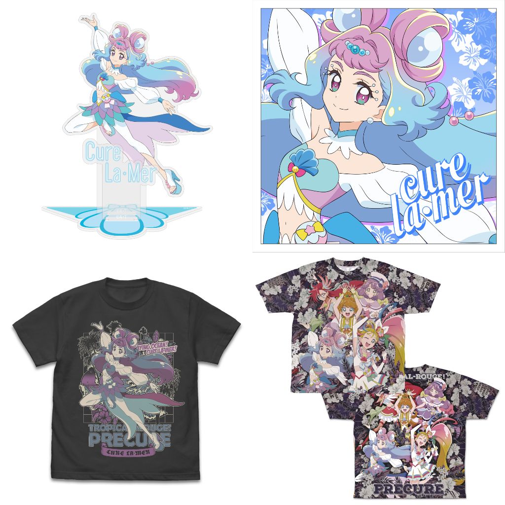 [予約開始]『トロピカル～ジュ！プリキュア』描き下ろしイラスト使用した「キュアラメール」のTシャツ、アクリルスタンド、クッションカバー、プリキュアたちをトロピカル風にデザインした両面フルグラフィックTシャツが登場！[二次元コスパ]