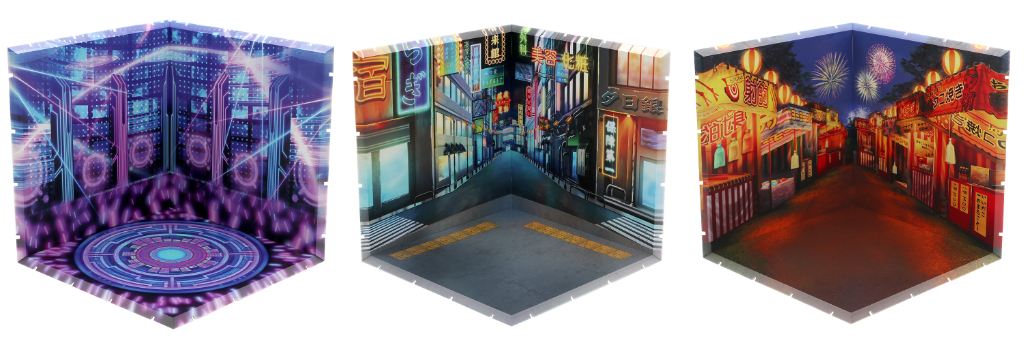 [予約開始]『じおらまんしょん200』繋げて・積んで・ディスプレイを楽しめる組立て式背景パネルじおらまんしょんの「ライブステージBLUE」「繁華街」「夏祭り」が登場！[ピーエルエム]