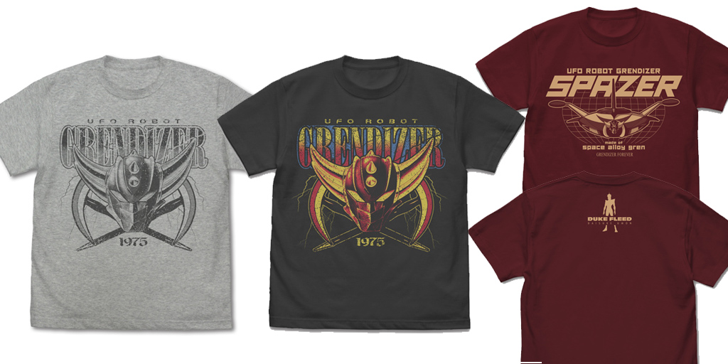 [予約開始]『UFOロボ グレンダイザー』フリード星の守護神グレンダイザーのTシャツと、アニメのエンディングを彷彿とさせるスペイザーと合体したグレンダイザーのTシャツが登場！[コスパ]