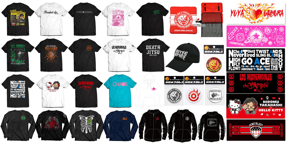 [販売開始]『新日本プロレスリング』Tシャツ、ロングスリーブ、パーカー、タオル、シートクッション、キャップ、ステッカーが登場！[新日本プロレス]