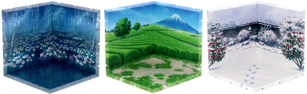 [予約開始]『じおらまんしょん150』繋げて・積んで・ディスプレイを楽しめる組立て式背景パネルじおらまんしょんの「白樺 百合」「茶畑」「寒椿」が登場！[ピーエルエム]