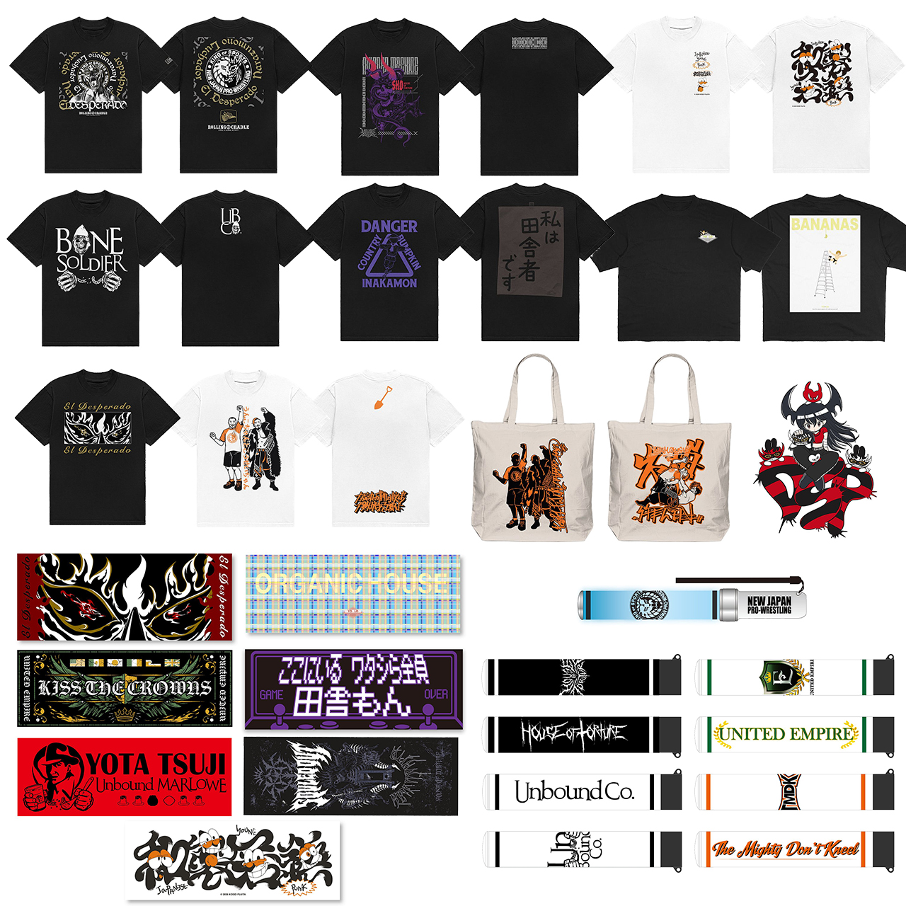 [販売開始]『新日本プロレスリング』Tシャツ、タオル、トートバッグ、ステッカー、ペンライトチューブ、ペンライトが登場！[新日本プロレス]