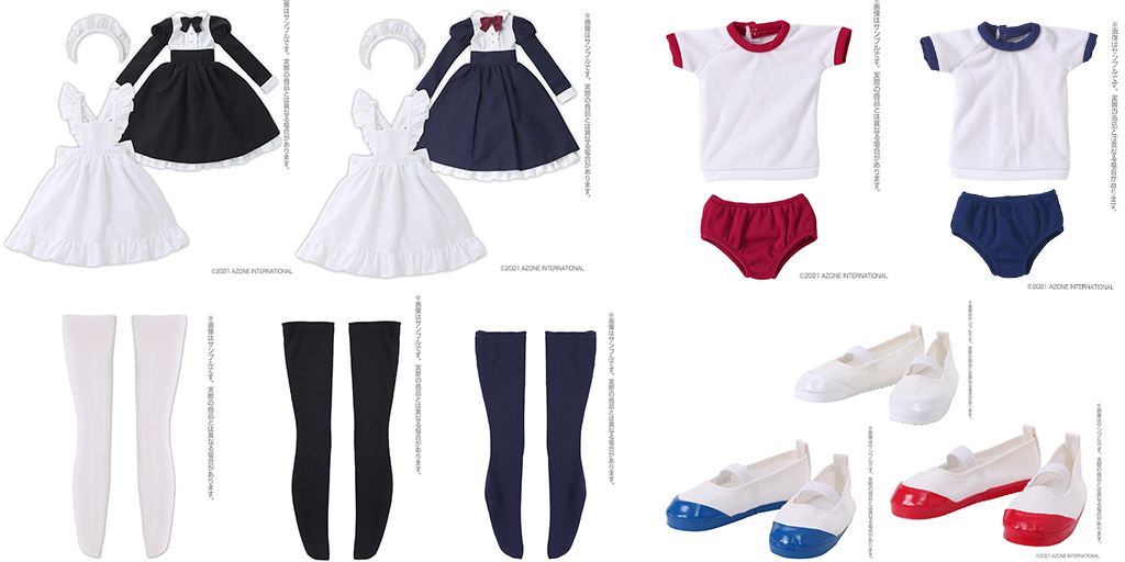 [予約開始]『AZONE』45～50cmドール用ミニコスチュームから、上履き、クラシカルメイドset、体操着set、ハイソックスが登場！[アゾン]