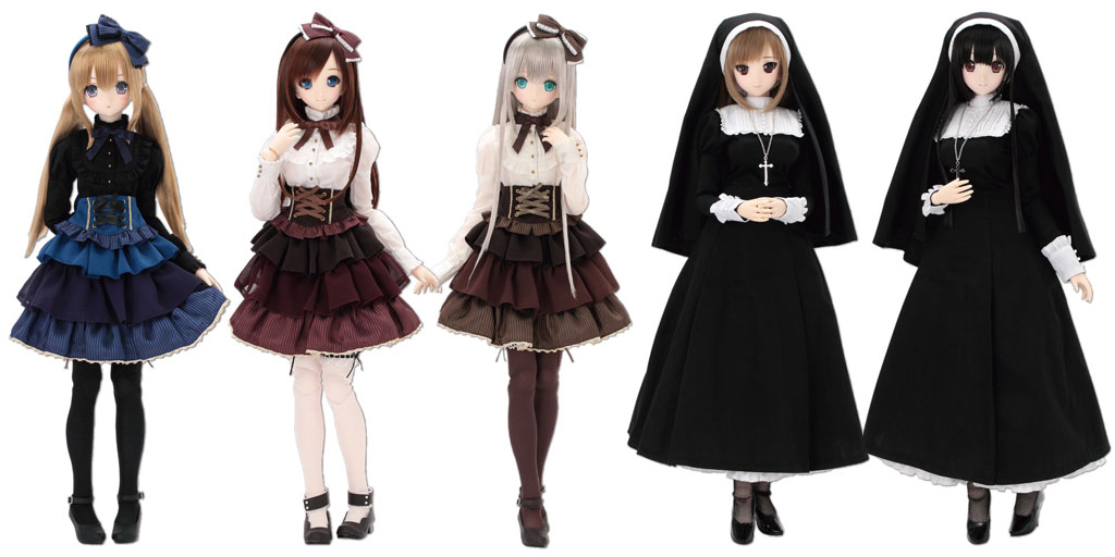 [予約開始]『AZONE』48/50cmドール用ミニコスチュームから、ドレスセット、シスター服セット、レースリボンニーソックスが登場！[アゾン]