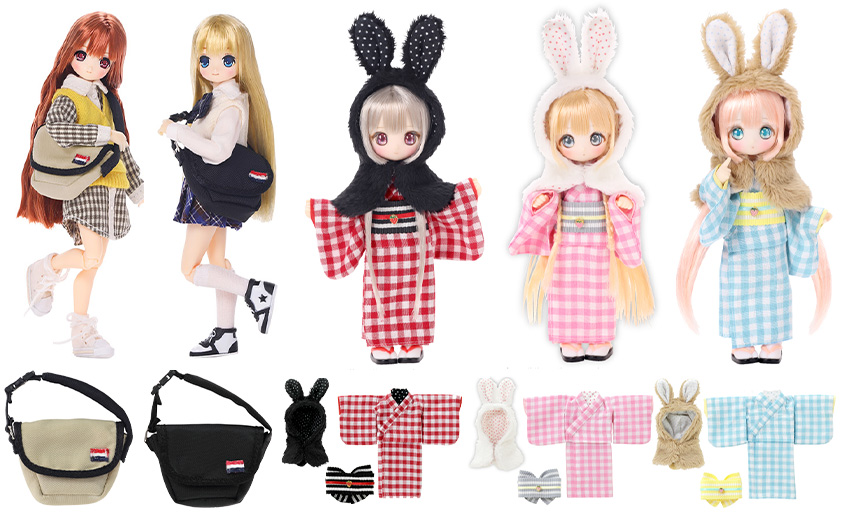 [予約開始]『AZONE』1/12サイズドール用ミニコスチュームから「「ピコP雪うさぎちゃん着物set～by 赤いカメラ～」」「メッセンジャーバッグ」が登場！[アゾン]