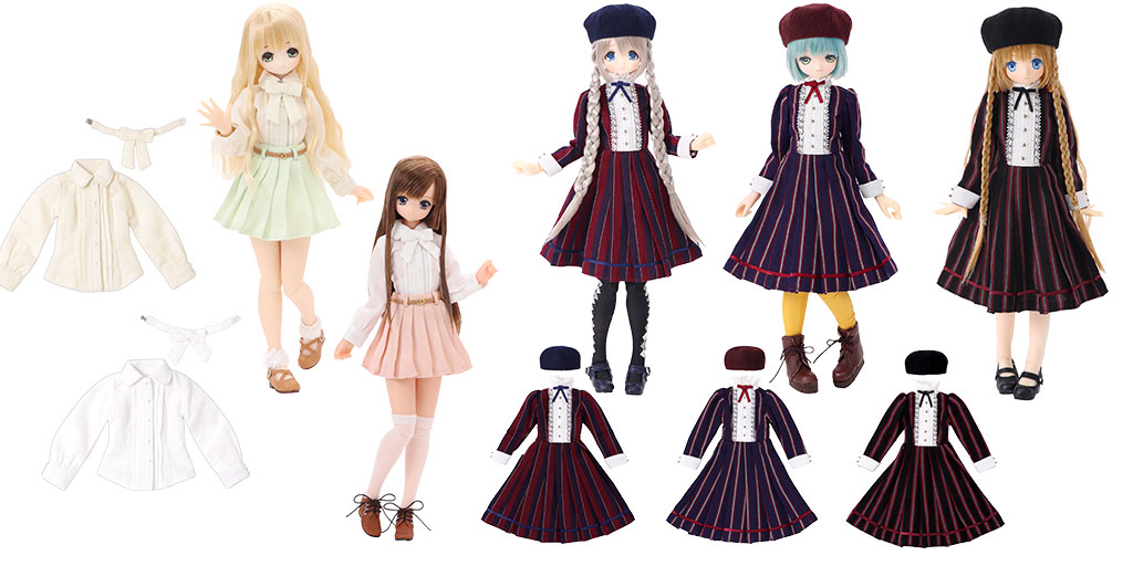 [予約開始]『AZONE』1/6サイズドール用ミニコスチュームから、おめかしリボンブラウスIII、レジメンタルストライプワンピースsetが登場！[アゾン]