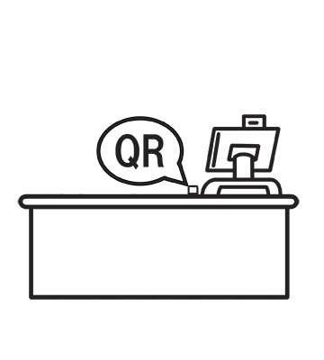 ①お買い物の際に、レジにあるQRコードを読み込み