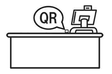 ①お買い物の際に、レジにあるQRコードを読み込み