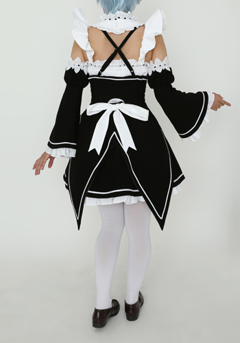 P⑤1 レディース コスプレ 衣装 エプロン レム ラム メイド服 黒 定番