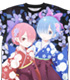 レム＆ラム両面 フルグラフィックTシャツ