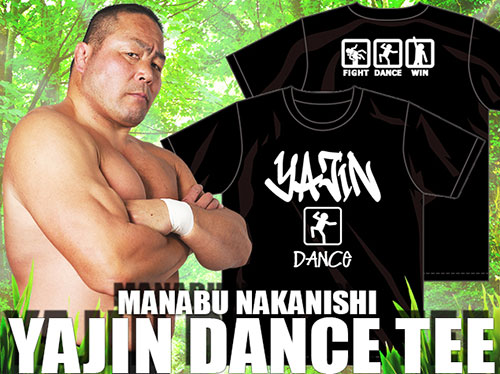 中西学「YAJIN DANCE」Tシャツ（ブラック×ホワイト） [新日本プロレス 