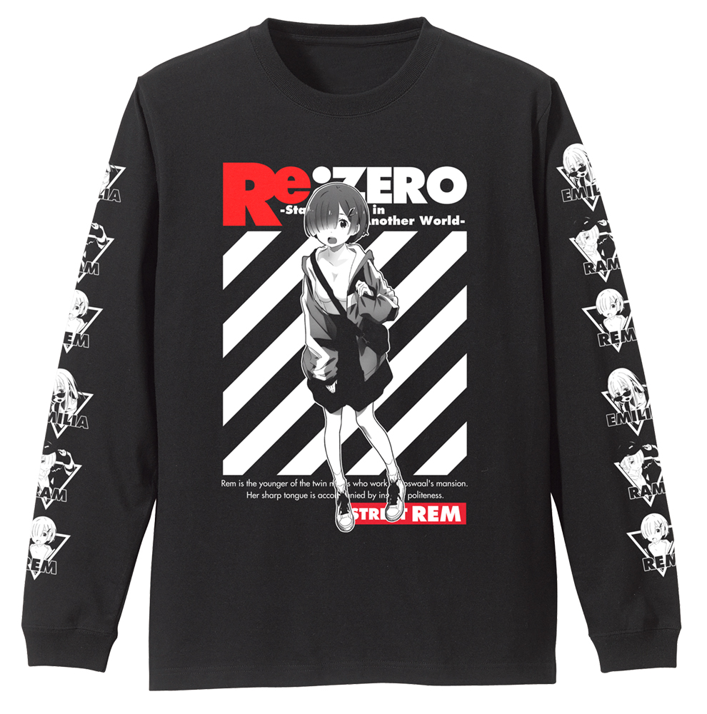 レム 袖リブロングスリーブTシャツ ストリートファッションVer.