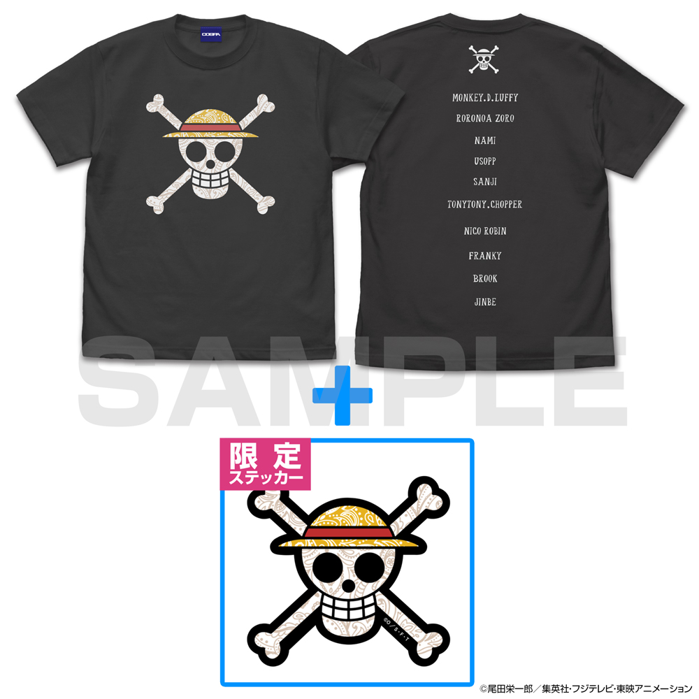 ★限定★JF限定ステッカーつき 麦わらの一味 海賊旗 ペイズリー Tシャツ（L）