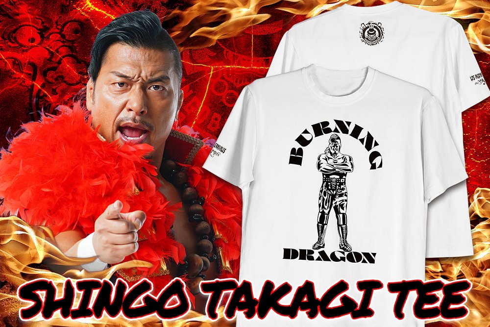 鷹木信悟「BURNING DRAGON」Tシャツ（ホワイト×ブラック） [新日本