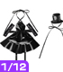 PIC005【1/12サイズドール用】1/12 小悪魔ゴスワンピース AZONE/ピコニーモコスチューム/PIC005【1/12サイズドール用】1/12 小悪魔ゴスワンピース