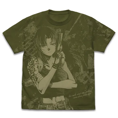 描き下ろし レヴィ「正義がなくとも地球は回るぜ？」 オールプリントTシャツ／MOSS
