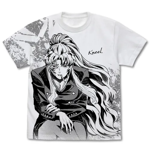 描き下ろし バラライカ「跪け。」 オールプリントTシャツ／WHITE