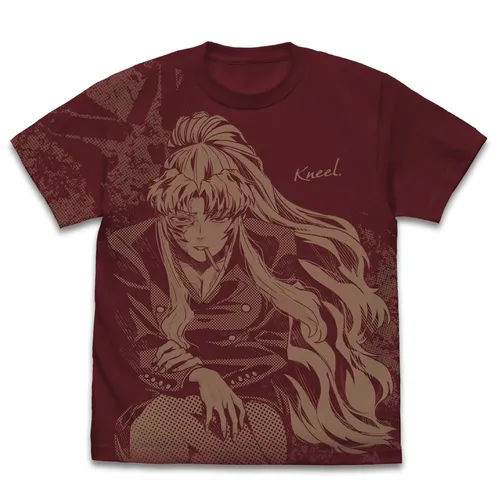 描き下ろし バラライカ「跪け。」 オールプリントTシャツ／BURGUNDY