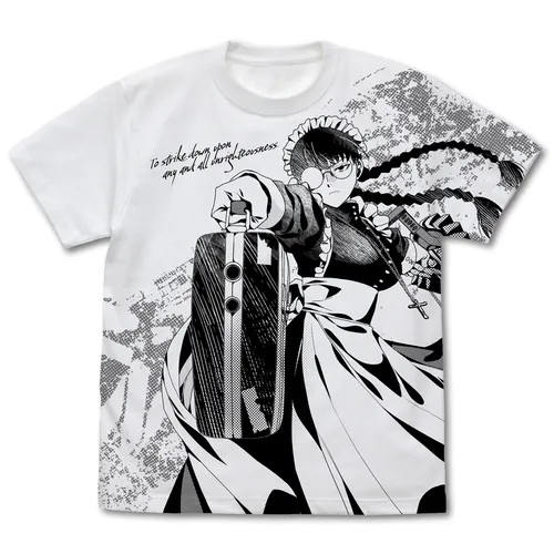 描き下ろし ロベルタ「すべての不義に鉄槌を。」 オールプリントTシャツ／WHITE